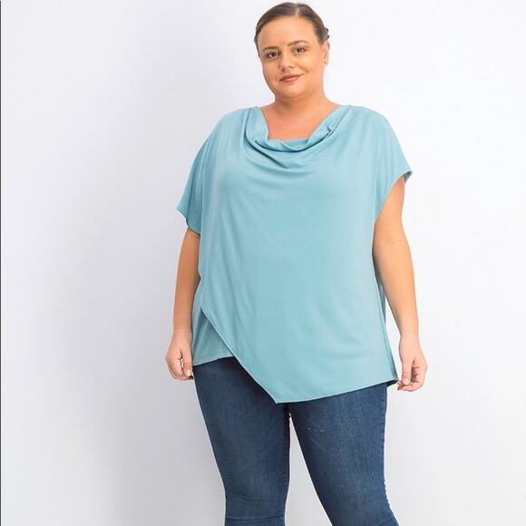 Alfani Tops - Alfani Women's Plus Size Asymmetrical Drape-Neck Top,
Size 1X